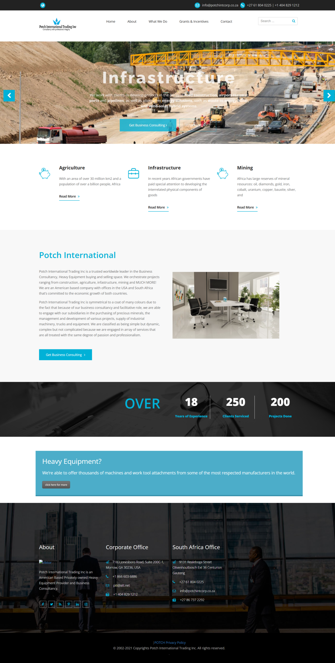 Potch International Website Mockup